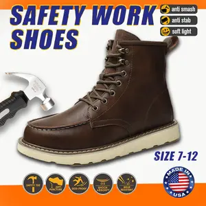Men's Breathable Work Safety Boots Anti Slip Steel Toe Protection All Seasons Closed Style Boots Anti Crushing Anti Puncture