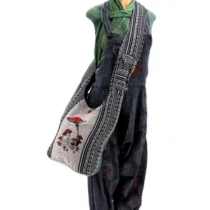 Frog Mushroom Print Crossbody Bag | Cotton Messenger Bag