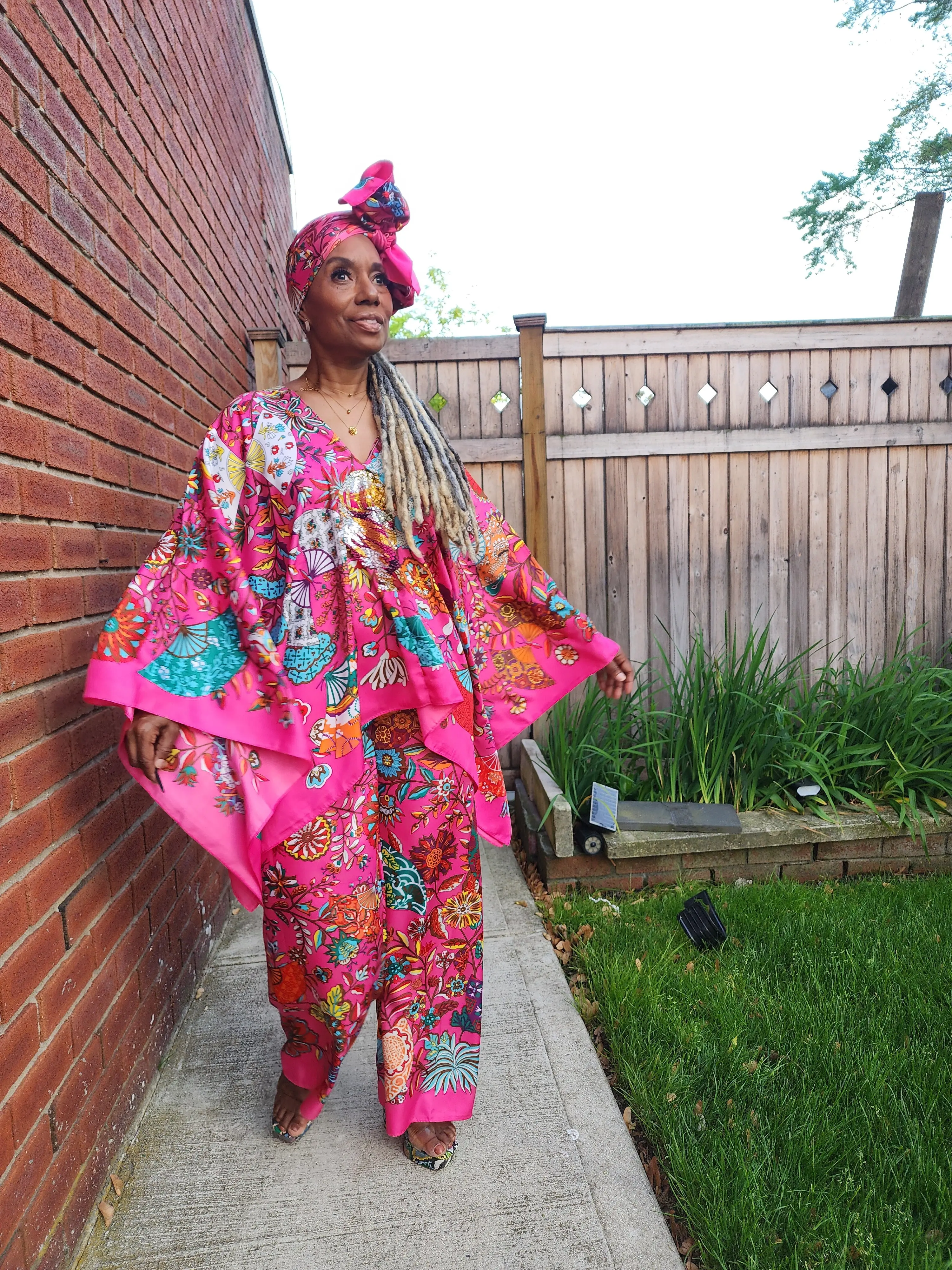LiiLiiGiirl Sequin Afro-Girl Kaftan Tunic Top with Pants & Scarf