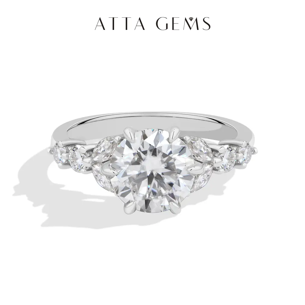 ATTAGEMS 2.5CT Round Cut D Color VVS1  Lab-Created  Moissanite Ring for Women 925 Sterling Silver Engagement Anniversary Birthday Gift Luxury Jewellery SpringStatements R375 summerwins