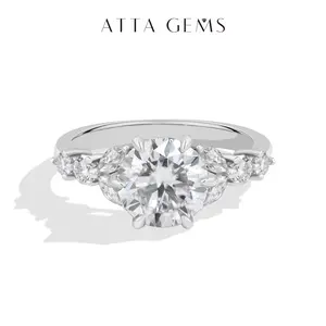 ATTAGEMS 2.5CT Round Cut D Color VVS1  Lab-Created  Moissanite Ring for Women 925 Sterling Silver Engagement Anniversary Birthday Gift Luxury Jewellery SpringStatements R375 summerwins,summerwins