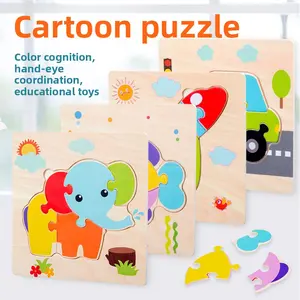 Montessori Early Education Wooden Children's Toys 0-3 Years Old Cognitive 3D Puzzle Toys Early Education Educational Wooden Puzzle Toys Improve Sensory Cognition Hand-Eye Coordination Giftable