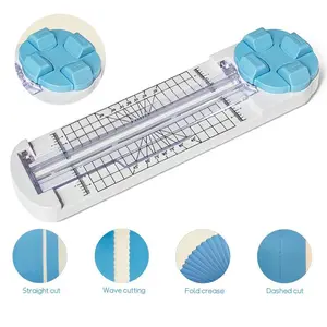 4-IN-1 Paper Trimmer Craft Paper Cutter 4 Style Multi-Function Scrapbooking Tool with Straight Wave Dotted Perforated & Creasing Dial Blades for DIY Crafts Photos Coupons Cards Postcards Journals Scrapbook Album Decor School Office Art Supplies