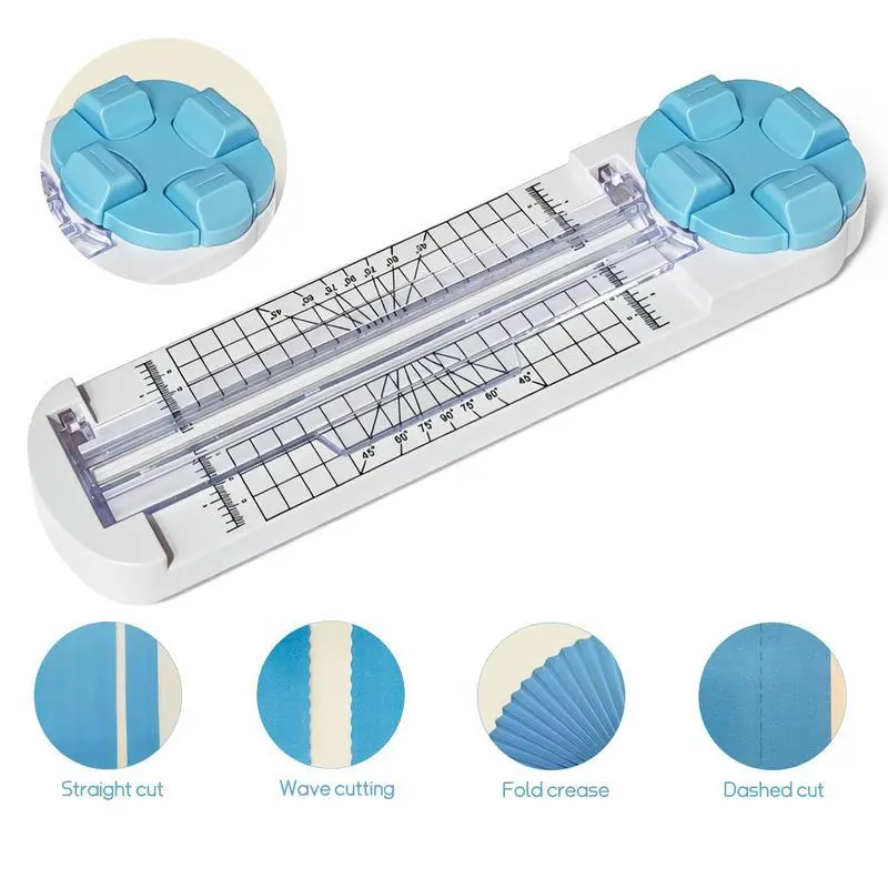 4-IN-1 Office Paper Trimmer Craft Cutter for Crafters - Clean & Precise Cutting, Straight, Wave, Dotted Line, Perforated & Creasing Dial Blades, Beginner-Friendly Journaling Office Stationery Supply