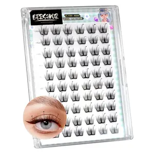Bershnor Preglued Manga Lash Clusters with Little Star & Heart-Shaped Self Adhesive Eyelash Clusters Natural Look Self Stick Lashes