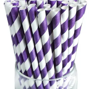 Purple Stripe Paper Straws