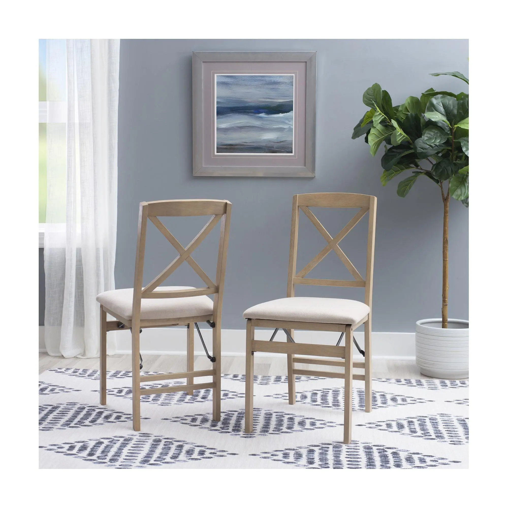 Linon Home Decor Set of 2 Gabe X-Back Folding Chairs