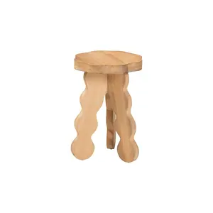Sino Acacia Wood Multipurpose Accent Stool with Wavy Tripod Base