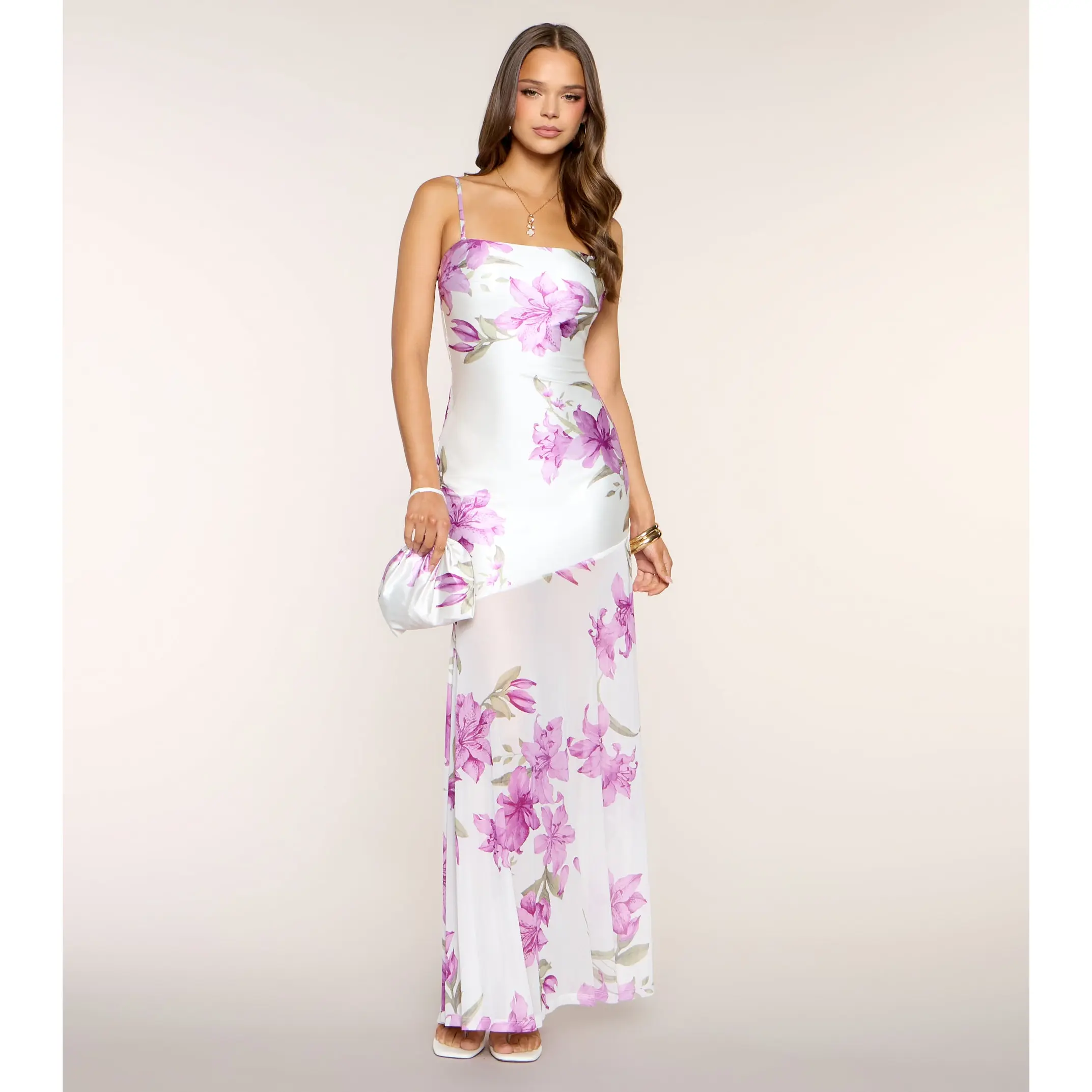 Kenzie Floral Formal Dress With Bag