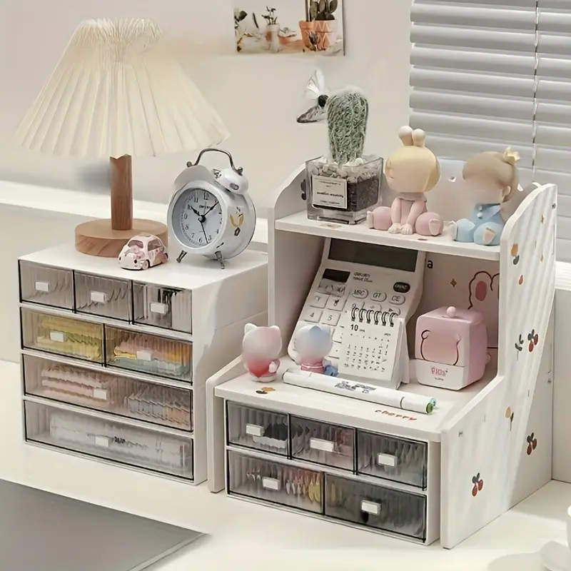 Upgraded Thickened Double Storage Shelf, Office Supplies Organizer, Multifunctional Desktop Organizer - Suitable for Cosmetics, Stationery, Book Storage - Dormitory, Bedroom, School And Office Display