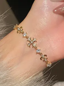 Women's Two-Layer Cross Pendant Bracelet, Double Layered Bracelets, Adjustable Fashion Jewelry, Hypoallergenic Copper Material, Perfect Gift for Mom Daughter Wife Sister Friend