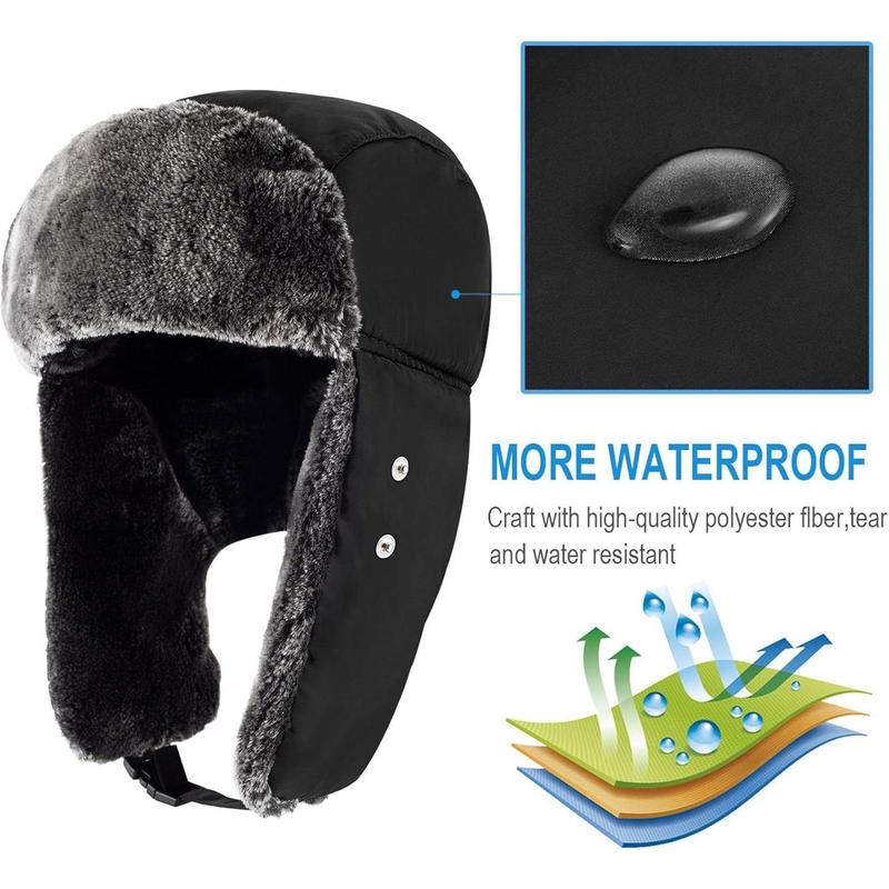 Winter Hats for Women Men Trapper Ushanka Hat with Ear Flaps Warm Russian Bomber Hats for Cold Weather
