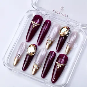NailFlora Plum Jewel – Handmade Press-On Nails | Elegant, Glossy, Salon-Quality Luxury Nail Set