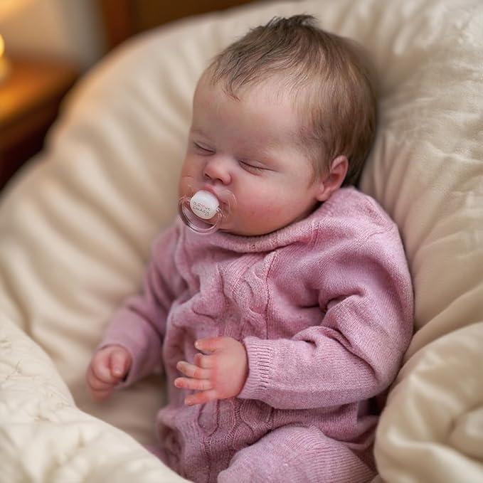 [WOOROY] Reborn Baby Doll New Released - Excellent Gift for Birthday Christmas Gift and New Year, 18 In Realistic Sleeping Newborn Girl Doll, Lifelike Doll with Weighted Soft Cloth Body, Handmade Gift Toy with Accessories Gift Toys for Kids 3+
