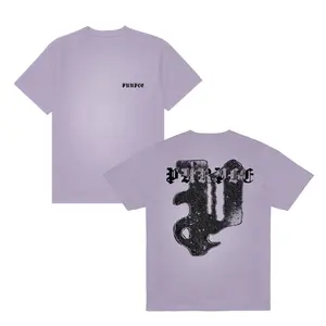 Purple Jumbo Gothic P Logo Letter Print Unisex 2 Sides T-Shirt, Local Brand Unisex Cotton Shirt, Casual Street Style Outfit, Tee - Sweater - Hoodie Collection