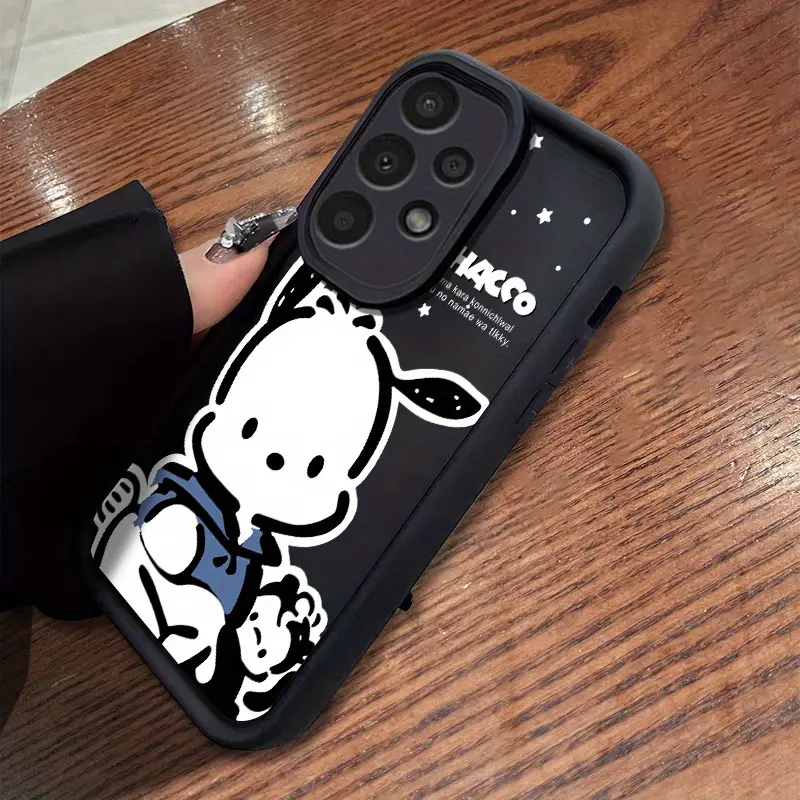 Phone Case - Cartoon Cute Pochacco Characters Black Phone Case for Galaxy A54 for Galaxy S23 Ultra/S24 Ultra for Galaxy A34 5G for Galaxy A13 for Galaxy A21S for Galaxy A52 for Galaxy S24 Ultra S22 Ultra Men Women Phone Cover