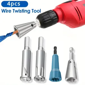 4 Pack Wire Twister Tool for Drill, Wire Nut Twister Wire Stripper Tool Connector Driver with 1/4" Chuck Cable Quick Stripping Electricians Tools