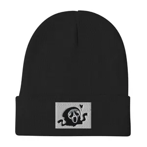 "Cartoon Ghostface In Love" Embroidered Beanie