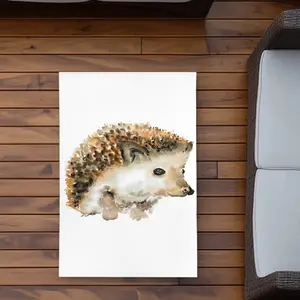 360 stand Pet-Themed Rectangle Outdoor Area Rug - 2x3 ft, Brown, Watercolor Hedgehog Artwork, Household Textile Home Decor