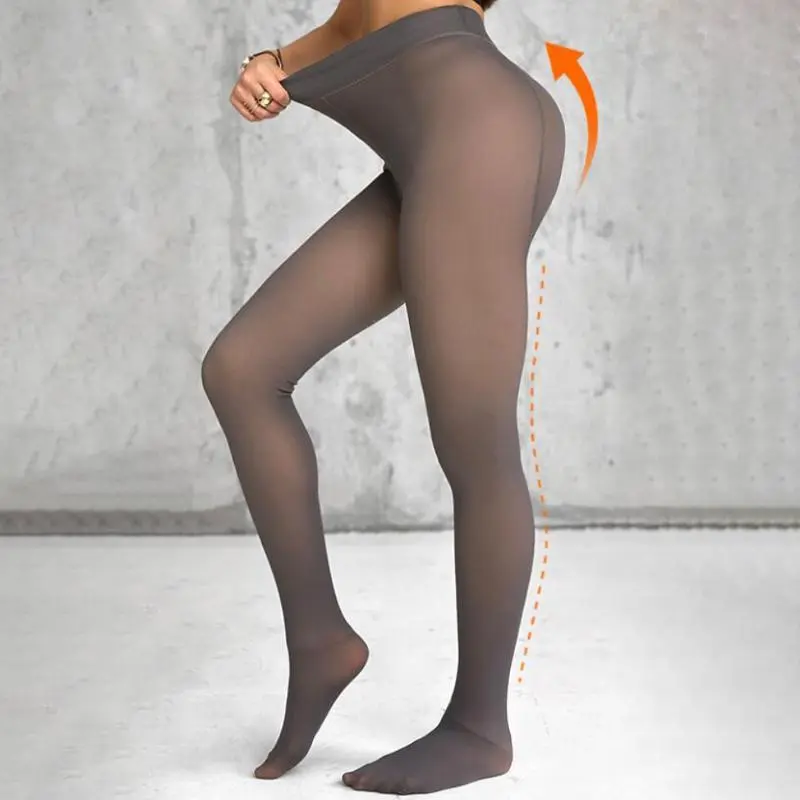 [Size Regular/Large/Extra Large]ChicMe Warm Winter Women's  Fleece Lined Tights Sheer Fake Translucent Thermal High Waist Pantyhose Tights Leggings