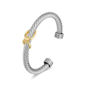 Aprilery Hercules Knot Open Cuff Cable Bracelet – Adjustable Design with Meaningful Twist of Love, Courage & Protection