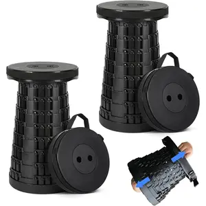 Upgraded Collapsible 2-Pack Telescoping Folding Stool, 620lbs Max Load, Lightweight Sturdy Portable Retractable Stool for Adults Outdoor Camping Fishing Hiking Travel BBQ