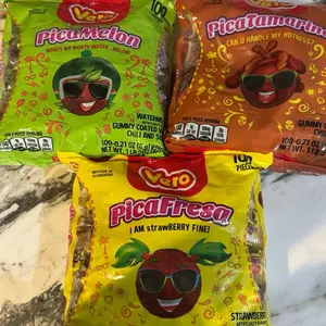 Vero Pica Fresa , watermelon , tamarind 100ct Bag - S Gummy Coated Chili & Sugar Candies, 100 Pieces per Bag