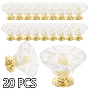20 Piece Crystal Transparent Acrylic Dresser Handles, Lightweight Knobs for Wardrobe & Furniture, Easy DIY Installation, Modern Fashion Hardware Accessories