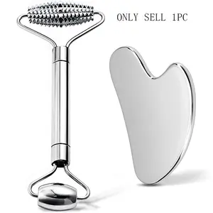 Guasha Facial Tool Set, Stainless Steel Face Sculpting Roller, Eye Massager, Skincare for Face, Chin, Jawline, Single Item