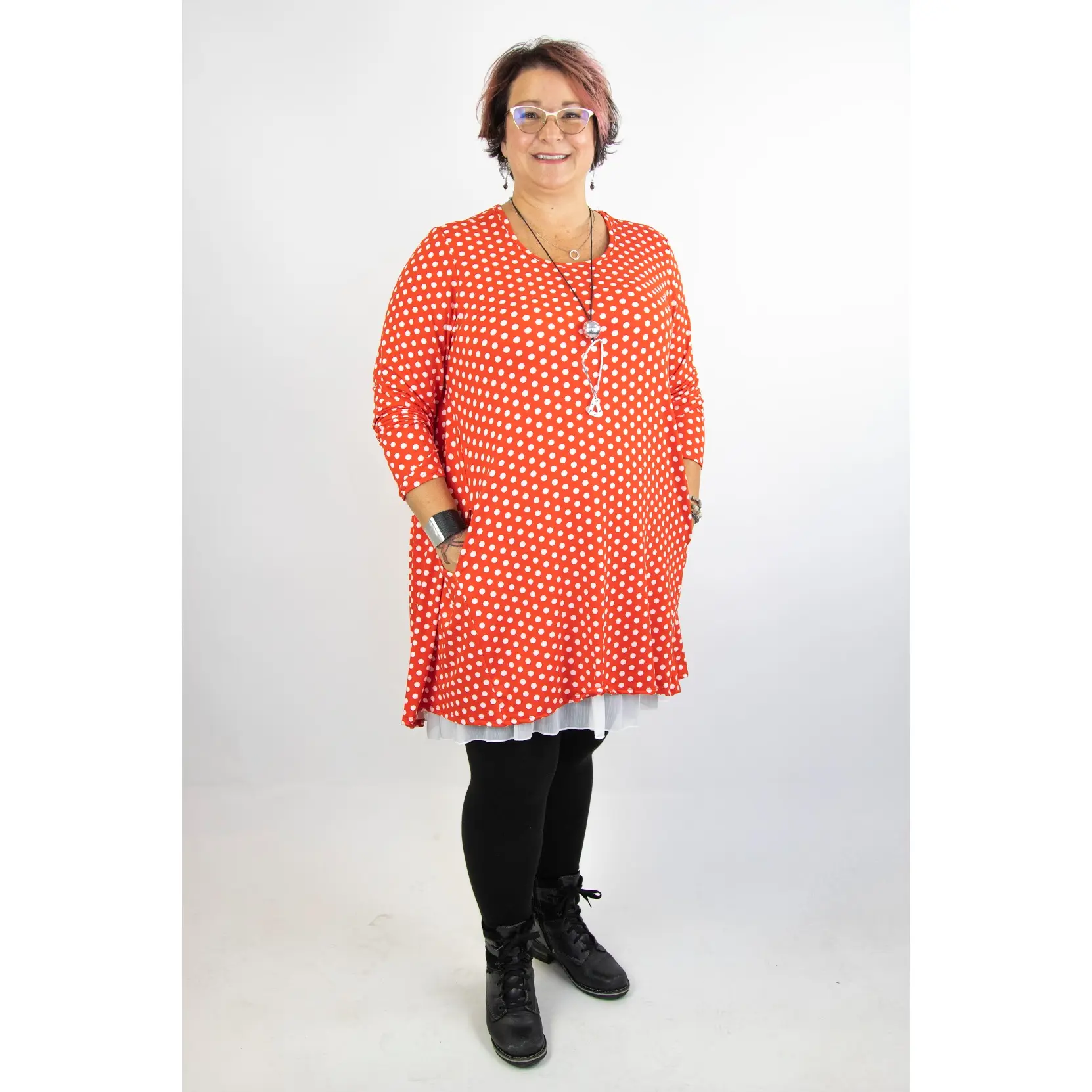 2AM Long Sleeves Small Polka Dots Tunic