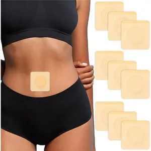 50pcs Disposable Castor Oil Pack Wrap Belly Button(Oil Not Included),2.76 x 2.76inch Self-Adhesive Highly Absorbent Castor Wrap Organic Cotton Easy to Use, Anti-Seepage(Skin)
