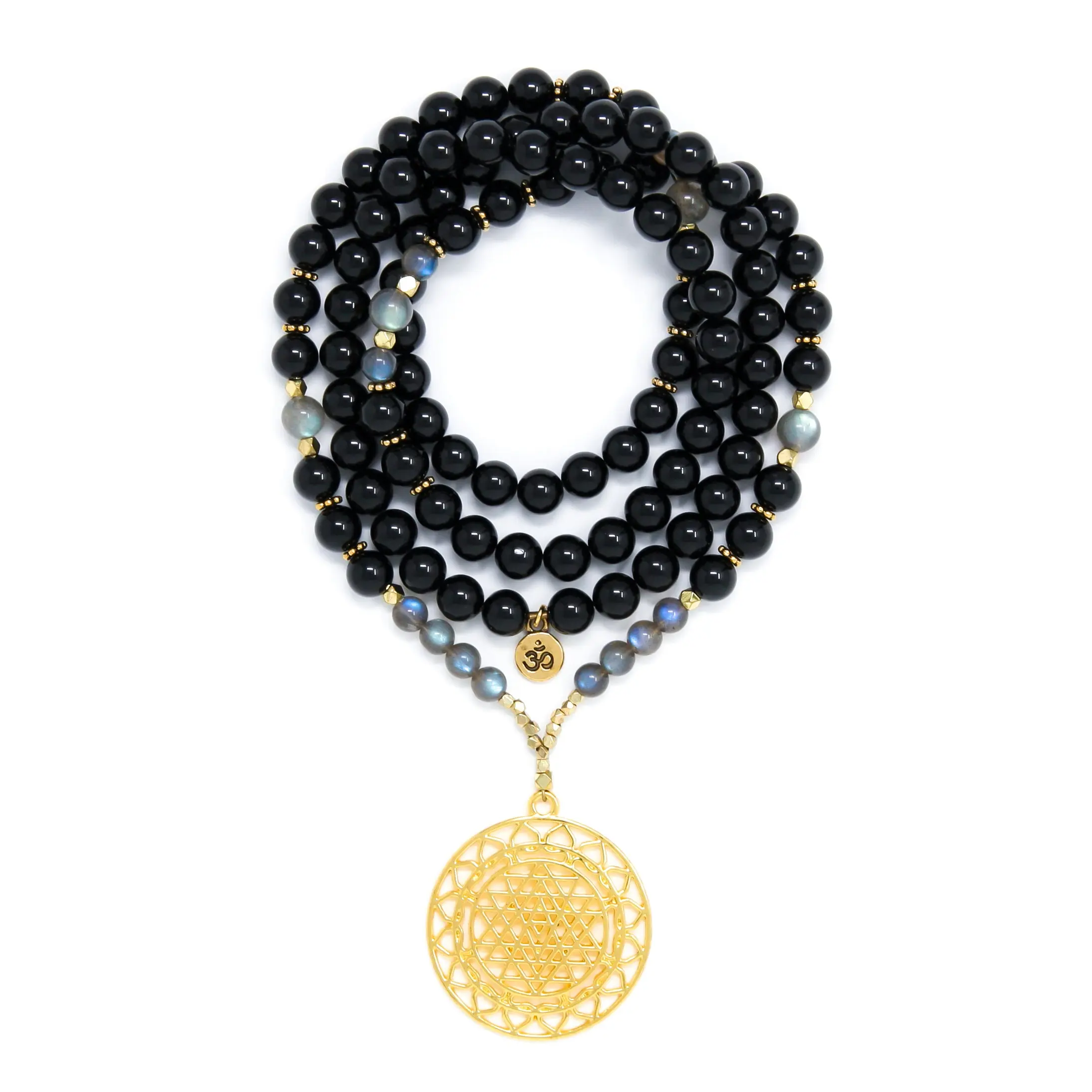 I Am Grounded & Illuminated: Black Tourmaline & Labradorite Mala Necklace
