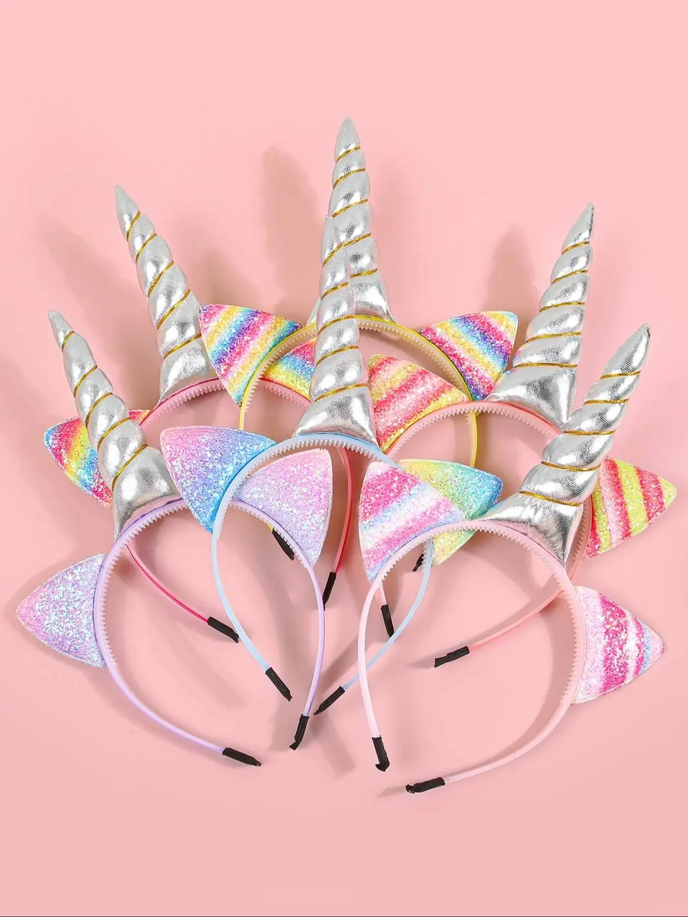 Unicorn Horn Design Headband, Cute Glitter Hair Hoop for Girls, Girly Fashion Hair Accessories for Party, Daily Clothing Decor