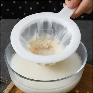 Ultra-Fine Nylon Mesh Strainer, 5.5 Inch Fine Mesh Plastic Sieve with Handle, 400 Mesh Kitchen Strainer for Soy Milk, Coffee, Tea, Juice and Yogurt