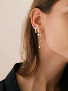 3-Layer Chain Earrings for Women, Fashion Stackable, Long-Lasting Shine, Low Allergy Pendant Studs, Waterproof Jewelry, Elegant Gift