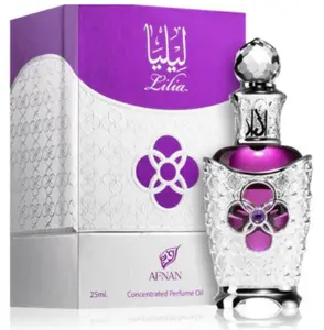 AFNAN Lilia Concentrated Perfume Oil 25 ML Unisex - Oriental Floral Fragrance with Violet & Lilac Notes for Women