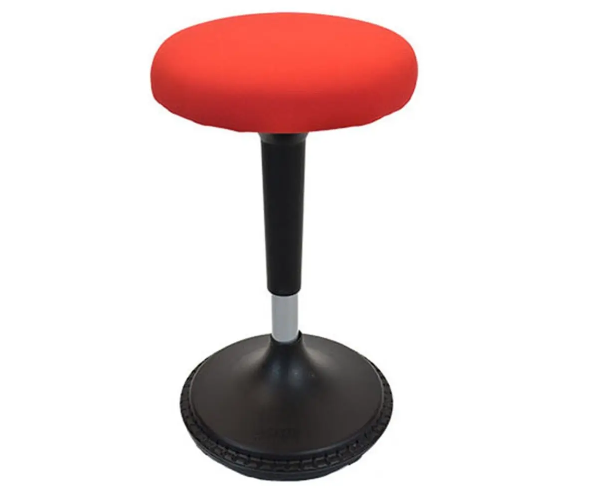 HomeRoots Red Tall Ergonomic Height Swivel Chair - Adjustable Height Outdoor Active Balance Chair, Adjustable Height Chair