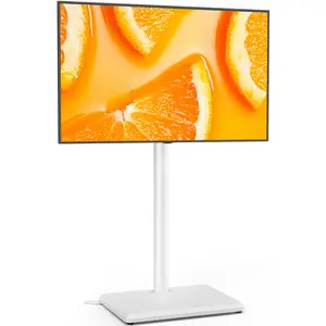 Floor TV Stand with Mount for Most 32-60 Inch Flat/Curved TVs up to 88 lbs, Height Adjustable TV Mount Stand with Wood Base, Swivel TV Stand for Bedroom, Corner & Living Room, Max VESA 400x400mm