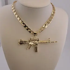 14 - R. I. F. F. L. E. & Chain 8mm 24inches 14K Gold Laminate Goldstone Necklace