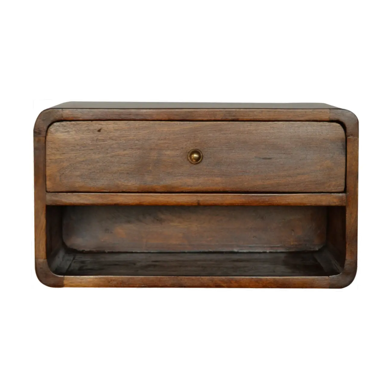 Chestnut Floating Nightstand - 1 Drawer & Open Shelf