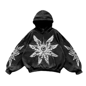 Gothic American Street New Eye Print Pattern Long Sleeved Pullover Hoodie for Women High Quality Retro Trend Y2k Couple Clothing Can be used with a raincoat