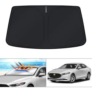 Custom Fit Windshield Sun Shade for Mazda 3 Accessories 2019-2024 2025 Mazda3 Hatchback/Sedan Window Shade Cover Sun Visor Foldable Blocks UV Rays Keep Your Car Cooler