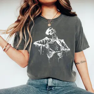 Graphic T-shirt, Skeleton Ribcage Print, Gothic Horror Streetwear, Unisex Dark Aesthetic Tee