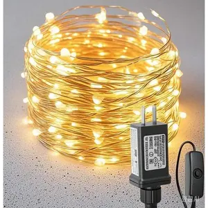 200 LED Copper Wire String Lights with Switch - 66 ft Waterproof Indoor Outdoor Fairy Lights - Warm White Decorative Lighting for Bedroom, Patio, Garden - Dorm Balcony Decor - Energy Efficient