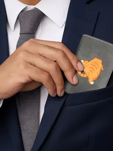 Cute Fat Cat RFID Blocking Aluminum Alloy Automatic Pop-Up Credit Card Holder Wallet, Minimalist Business Card Case, Christmas Gift, Valentine's Day Gift