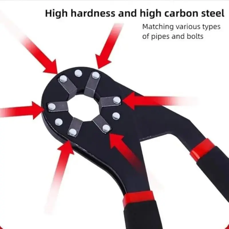 6-Inch Universal 6-Jaw Hex Wrench, High Carbon Steel Self-Adjusting SAE & 7-14mm Metric Multi-Size All-in-1 Hand Tool for Home & Motorcycle Mechanic Repair