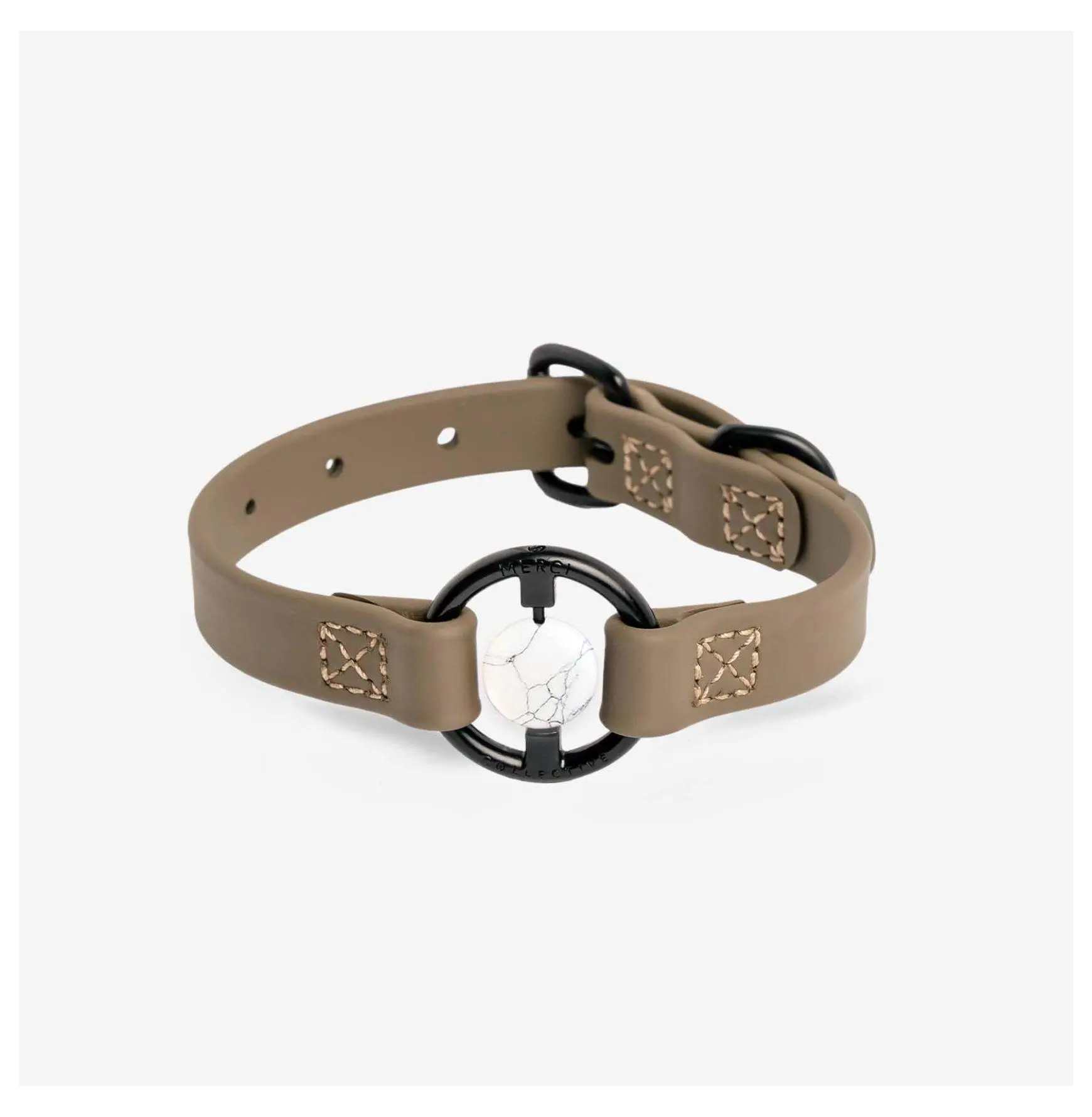 Healing Crystal Embedded Waterproof Biothane Dog Collar - Adjustable, Durable, Odor-Resistant for Small, Medium, Large Dogs