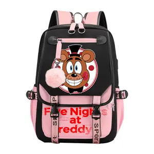 FNAF Cute Cartoon Backpack Unisex Classic Backpacks Large Capacity Bag for Outdoor Travel Sports Hiking -Pink