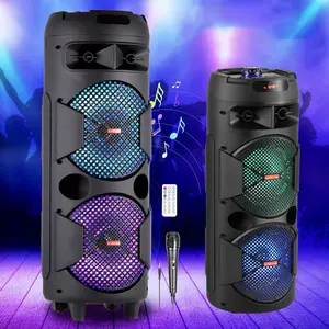Dazone Bluetooth Karaoke Speaker, Double 8“/6" Subwoofer, Huge 105dB Sound/ Colorful LED Lights/Microphone/Remote Control Audio Portable