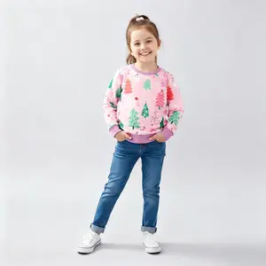 Girls Toddler and Kids Two-Tone Sweatshirt - Pink with Purple Trim